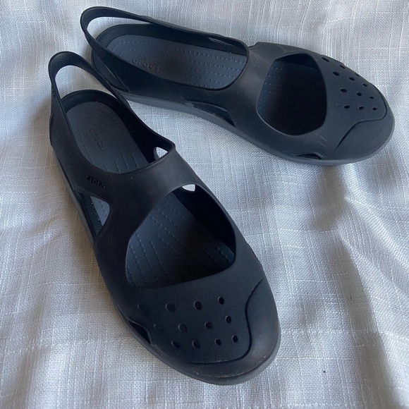 Crocs Women’s Swiftwater Wave Mary Jane Water Sandals Flats Sz 8 Black Comfort - Picture 2 of 10